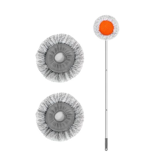 

Плоская швабра, вращающаяся на 360 градусов, швабра для мытья стен и потолка с 3 насадками, с сильным впитыванием воды A серый