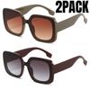 2PCSK Fashion Square Large Frame Sunglasses Women Luxury Brand Designer Vintage Square SunGlasses for Female Retro Travel Shades