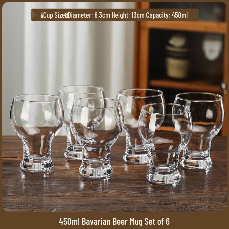 2025 Large Capacity Craft Beer Mug Set - Commercial Grade, Customizable, Thickened Glass for Home and Bar Use