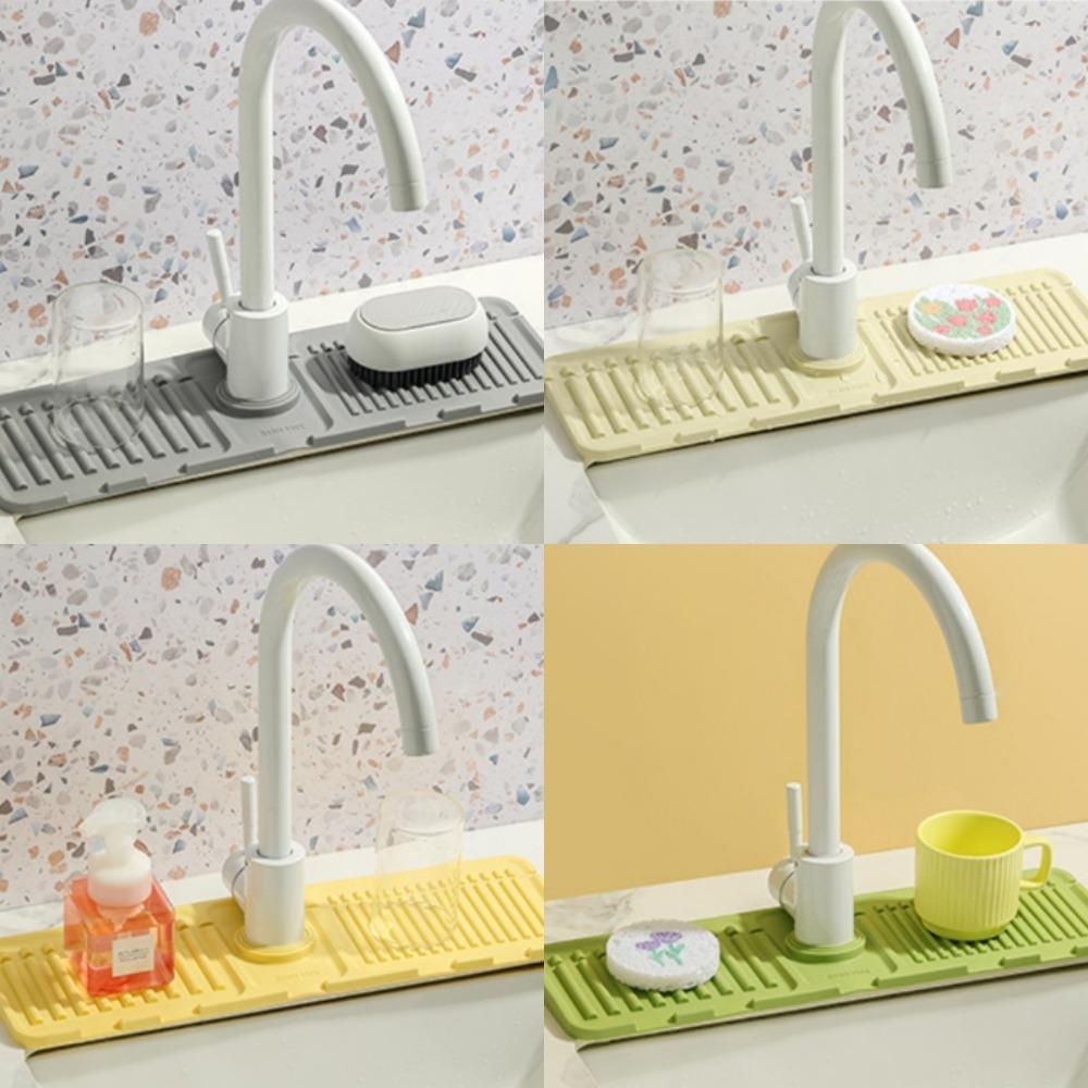 Behind Faucet Sink Splash Guard Anti-slip Water Catcher Mat Soft Sink Draining Pad  Kitchen