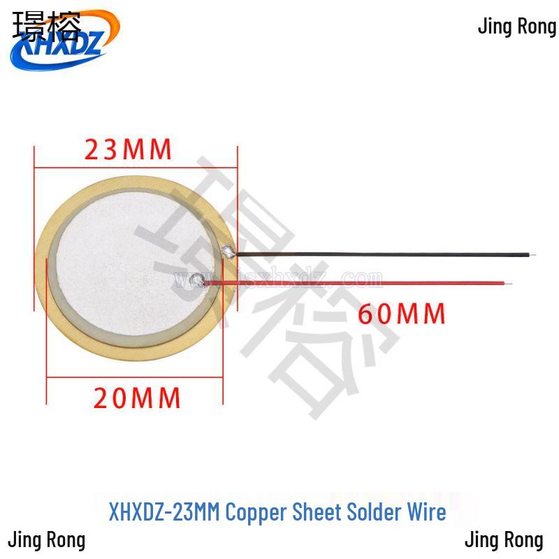 Piezoelectric Ceramic Buzzer with Solder Wire and Aluminum-Copper Sheets, Sizes: 12/15/18/20/27/35/50MM