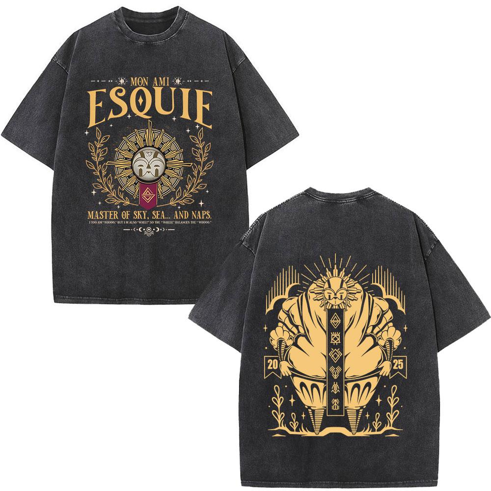 

Esquie Clair Obscur Expedition 33 Футболки з вінтажним пранням Подарункова футболка для фанатів гри Чоловічий Жіночий Одяг Модна Футболка з коротким рукавом XL