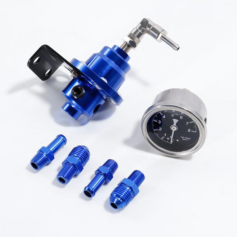 Adjustable Fuel Pressure Regulator Car Accessories Vehicle Refitting Fuel Supercharger Universal with Gauge Kit Blue/Red/Black