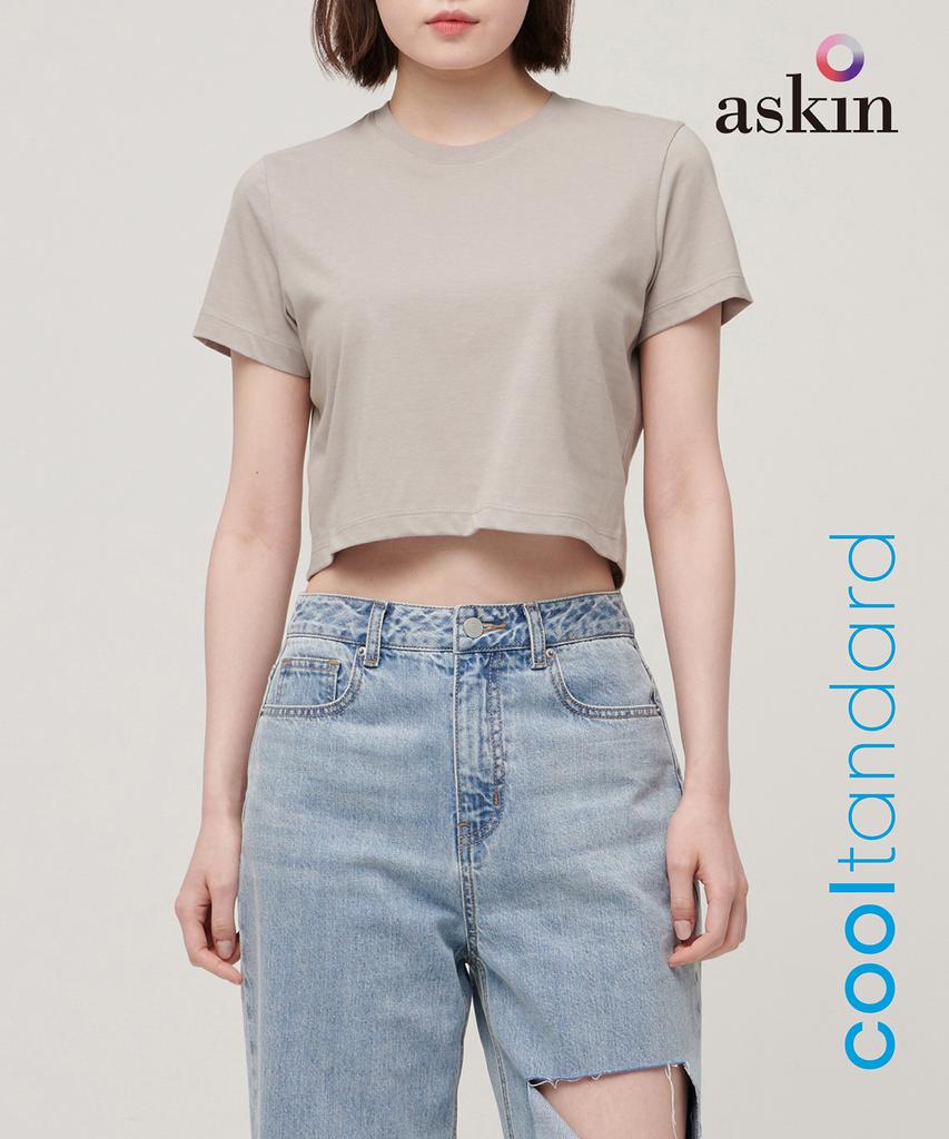 MUSINSA STANDARD WOMAN [Cooltandard] Women'S Crew Neck Crop T-Shirt [Mushroom]