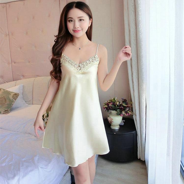Girls' Adjustable Lace Satin Slip Nightgown: Cute & Sexy Mesh Design