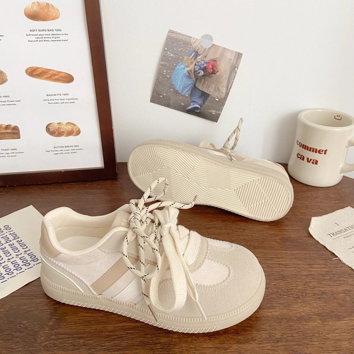 

Кампус супер мягкая толстая подошва фиолетовый нишевый дизайн чувство морали тренировочная обувь женская студенческая уродливая милая туфли на платформе с большой головой ретро повседневная 35 белый