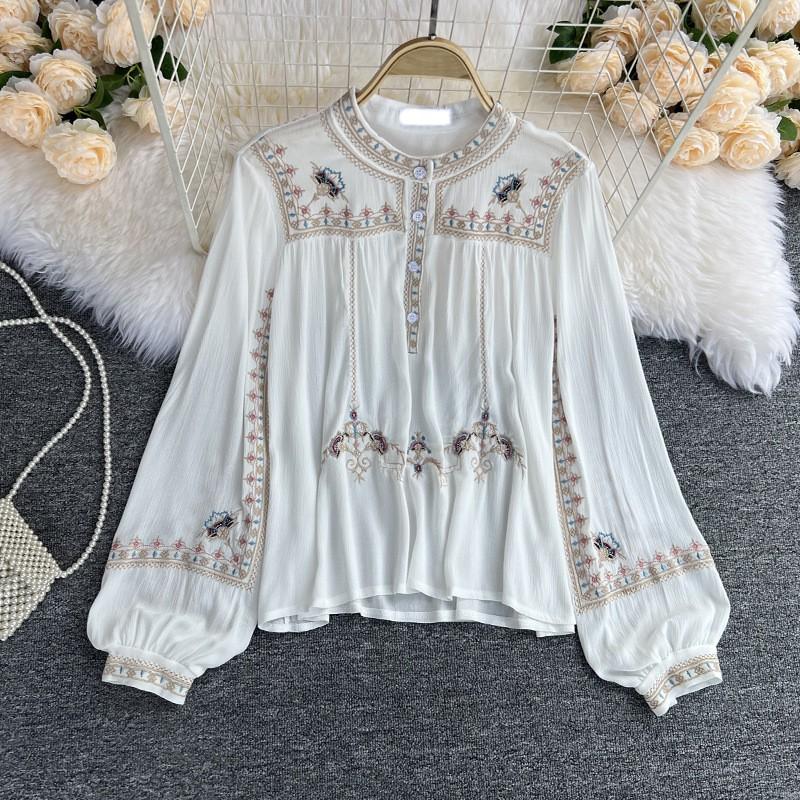Ladies' Temperament Lapel Contrast Stripe Print Shirt