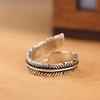 Feather Leaf Ring, Opening Adjustable Retro Old Index Finger Ring, Texture Personalized Ring Ring
