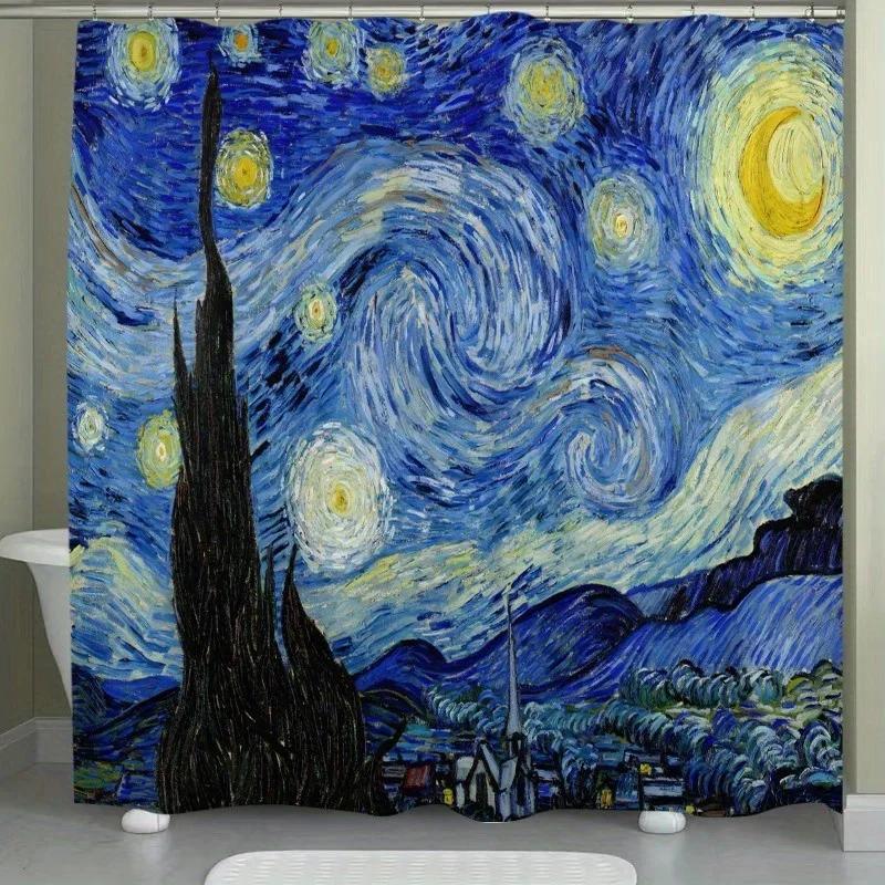 Starry Night Shower Curtain: Embrace the Artistic Design, Soft Fabric, and Dreamy Vibes for Your Inspiring Bathroom
