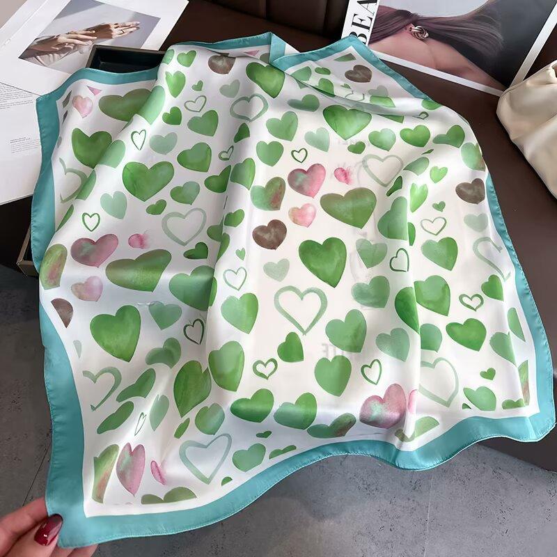 Neckerchief Female Luxury Square Scarf For Women Silk Feeling Shawl Satin Hijab Fashion Wraps Hair Bands Ribbon Headband Bandann