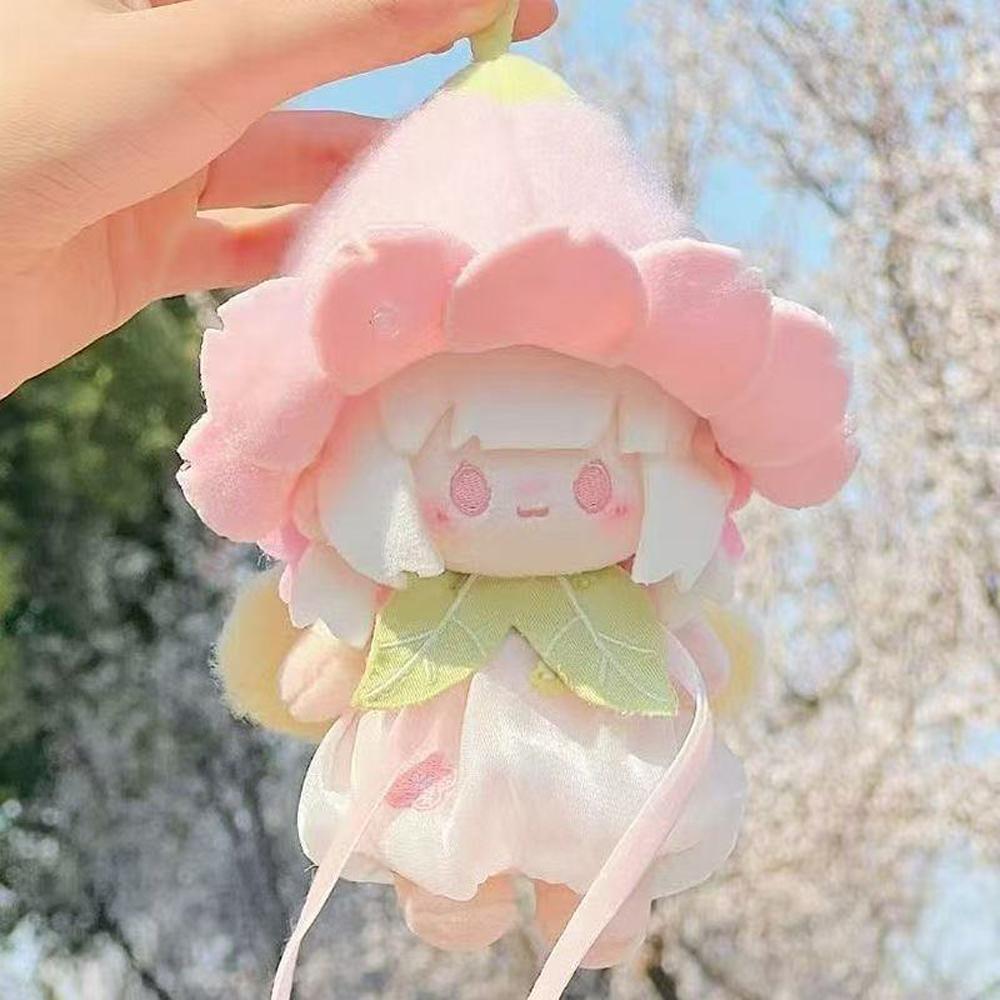 Sakura Elf 10cm Cotton Doll Clothes Dress with Wing Doll Clothes Outfit Creative Pink Doll Dress Up Set Children's Gift
