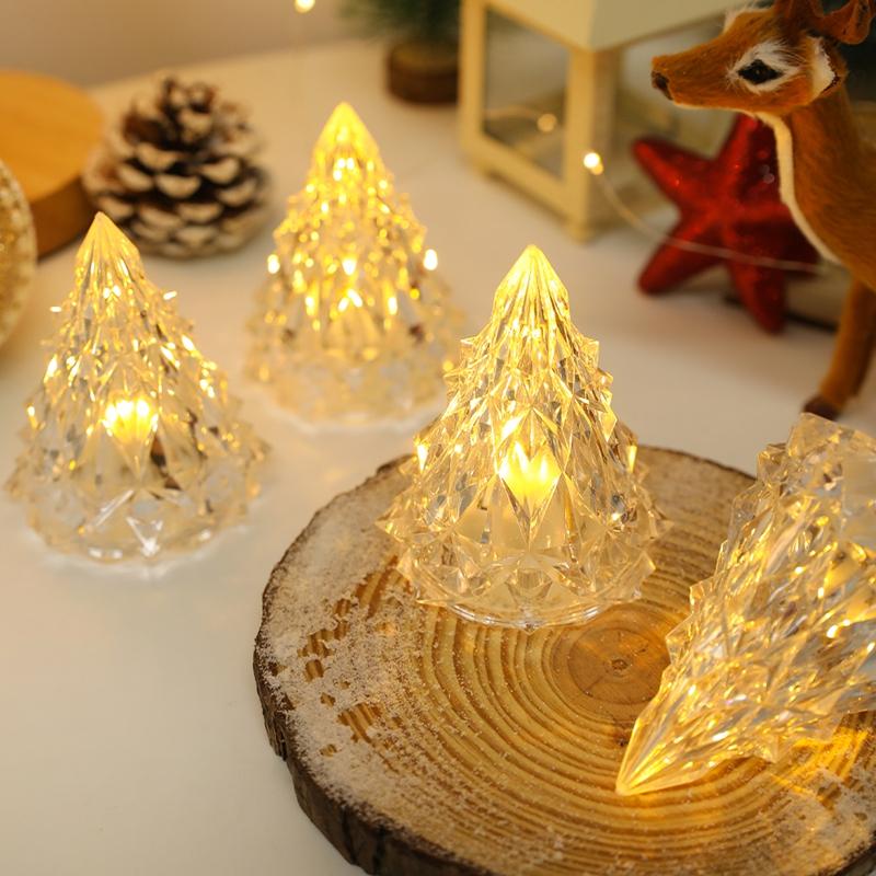 8.5CM Warm/White Flameless LED Christmas Tree Shape Candle Light for Home Party Christmas Decoration New Year Gift 2025 Navidad
