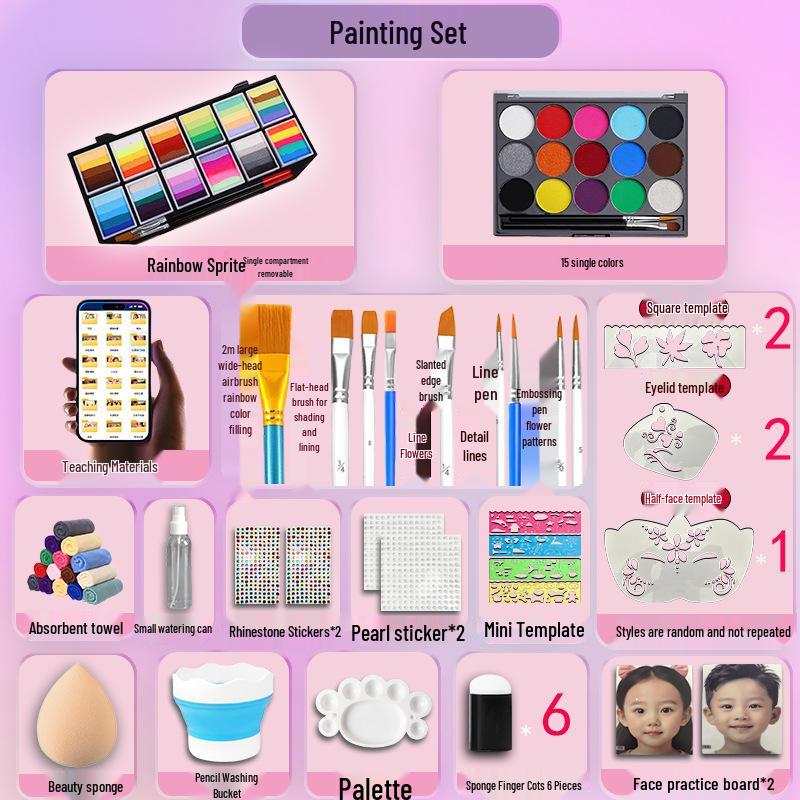 MengHui 12-Color Kids' Face Paint Set - Water-Soluble Body & Stage Makeup