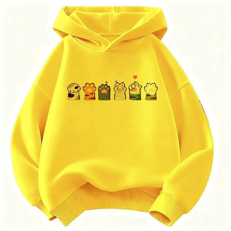 Paw Cat Children's Hoodie Sweatshirt Cute Harajuku Hoody for Boys Girls Autumn Winter Casual Hoodies