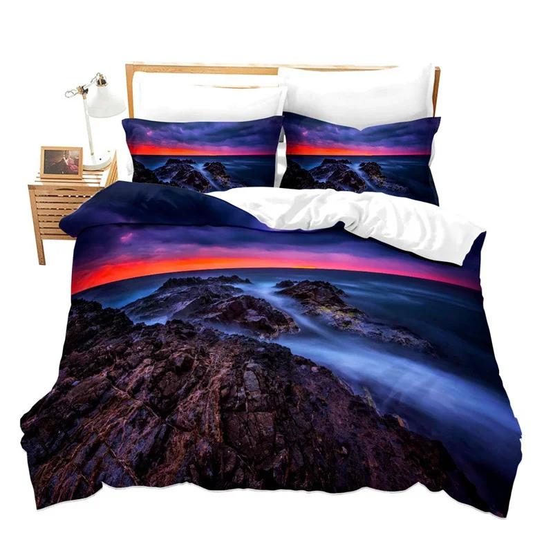Aurora Duvet Cover Natural Scenery Bedding Set for Girls Boys Northern Light Comforter Cover Mountain Bedspread Full Queen Size