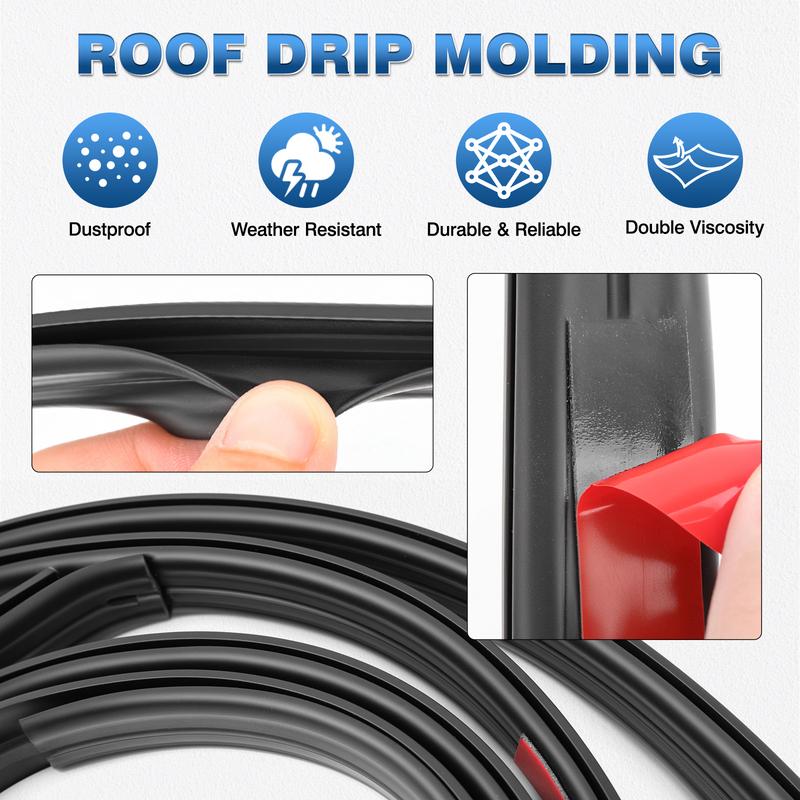 1.32m 2PCS Rubber Car Roof Drip Finish Moulding Seal Strips Weatherstrip for Toyota Tundra Double Cab 2007- 75551-0C050