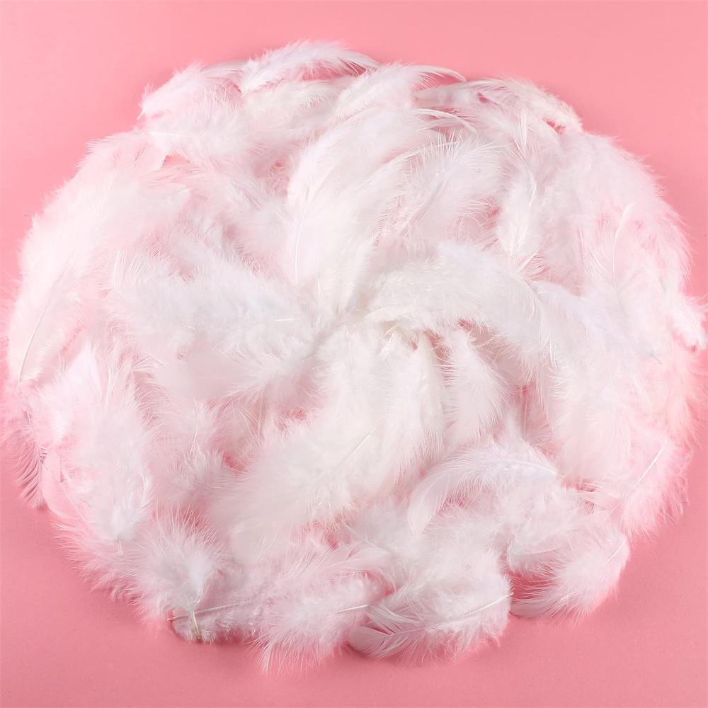 300pcs/pack White Feathers for Crafts - 3-4inch Feathers Bulk for Wedding Home Party, DIY Crafts
