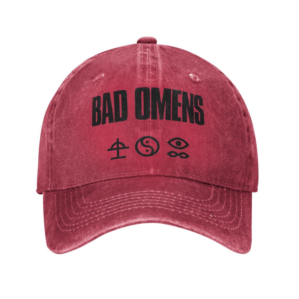 Men Women bad omens emblem tour 2026 Printed Hats Classic Distressed Denim Baseball Cap Adjustable