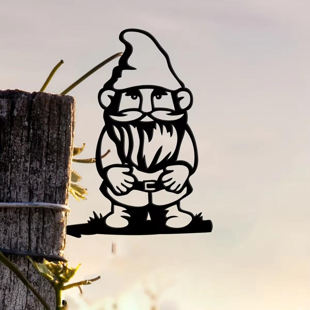 Stylish 1pc Metal Gnome Charming Sweet Garden Figurine Rustic Decor for Outdoor Home Garden a Fashionable Housewarming Present