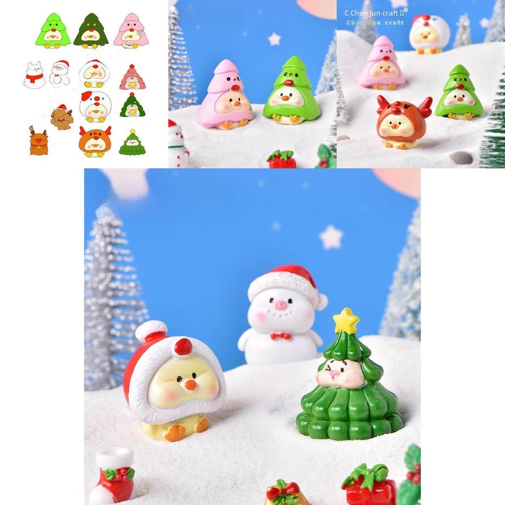 Cute Festive Resin Christmas Tree And Animal Figurines For Holiday Decor