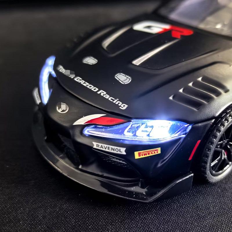1:32 GR Supra GT4 Simulation Alloy Sports Car Model Sound and Light Pull Back Toy Gift Diecast Alloy Car Model Collectibl
