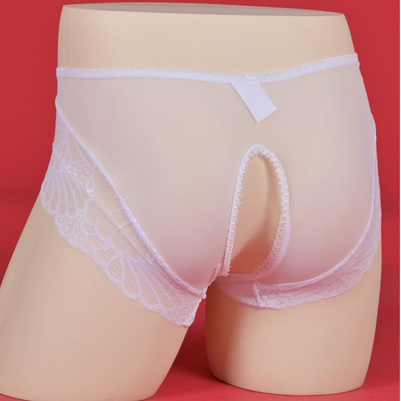 Sexy Open Crotch Panties Women Men Lace Transparent Briefs Erotic Crossdresser Underwear Sissy Gay Lingerie Underpant Knickers