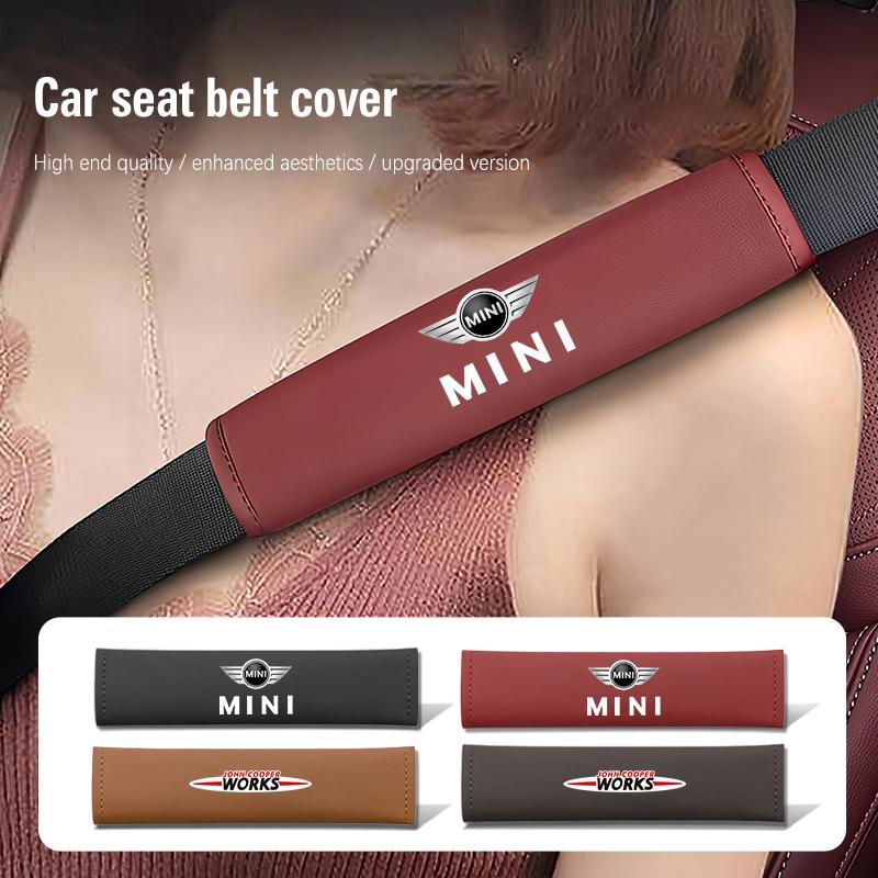 AAFF1 Car Seat Belt Cover Shoulder Protective Pad Accessories For MINI Cooper R56 F56 R50 JCW Cabrio Aceman Countryman Clubman WORKS