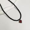 Fashionable Necklace Adornment With Black Crystal Beads Highlighting Heart And Butterfly Symbols For Modern Women