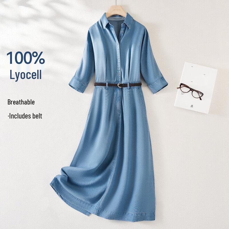 

IHIMI Lyocell Denim Drape Commuter Dress M