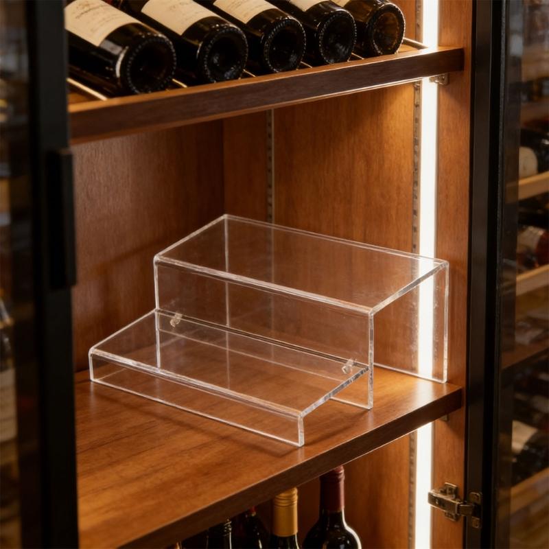 2 Tiers Wine Rack Craft Of Sturdy Acrylic Materials For Kitchen Or Offices Use