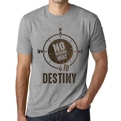 Men’s Vintage Tee Shirt Graphic T Shirt No Wrong Way Destiny Grey Marl