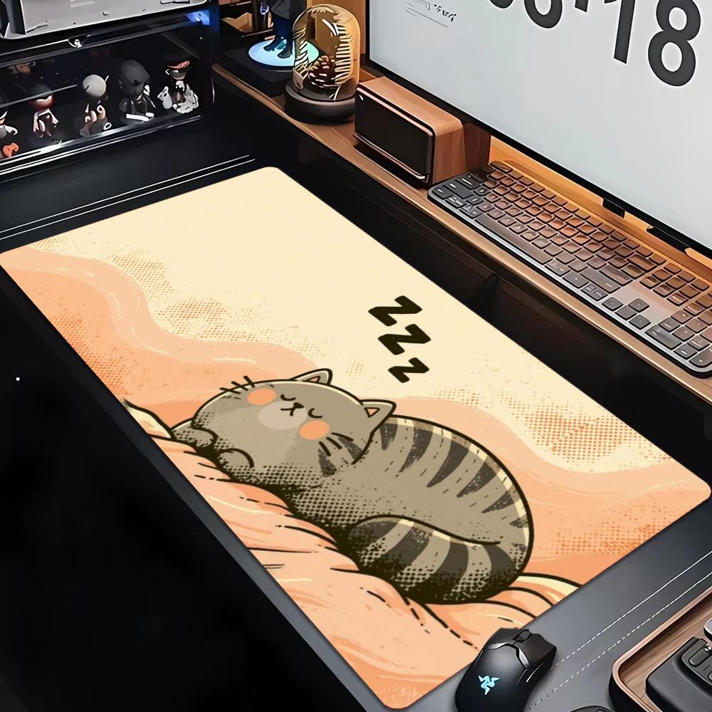 Large XXL Deskmat Cute Sleeping Cat Panda Cartoon Anime Art Mouse Pad Non-Slip Rubber Computer Keyboard Gaming Desk Mouse Mats