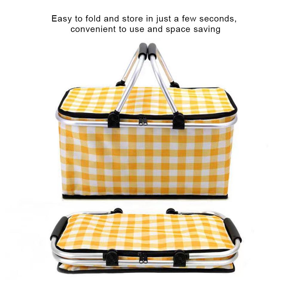 30L Thermal Insulated Bag Keep Fresh Folding Cooler Bag Lunch Box Basket Food Carrier Storage Basket for Camping Picnic Travel