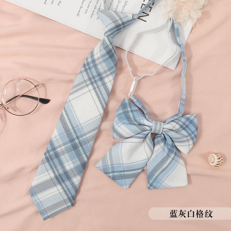 Jkdk Japanese Korean Version Of Striped College Style Red Cyan Gray Blue Shirt Men'S And Women'S Accessories Free Tie Tie Set