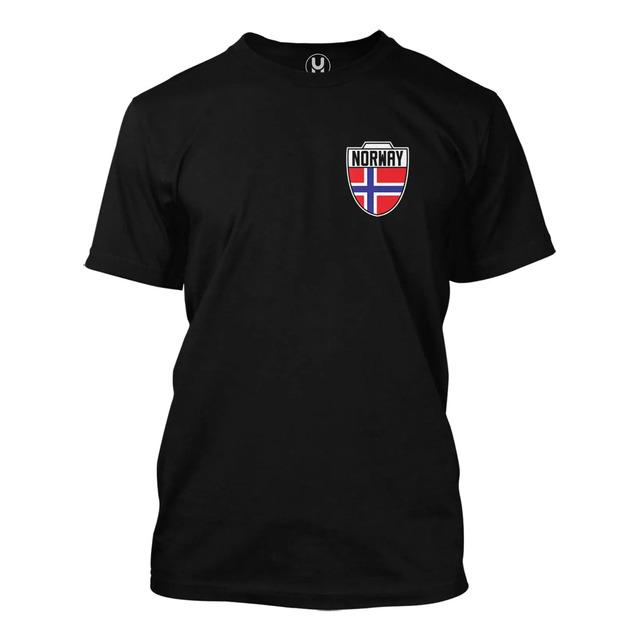 Camiseta Negra Con El Escudo De La Bandera De Noruega S