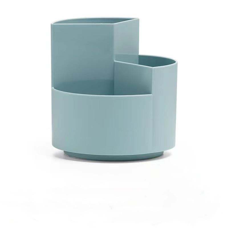 1pc Rotating Pen Holder Office Student Desktop Pen Storage Box Home Office Storage Three-hole Makeup Brush Box Desk Assessories