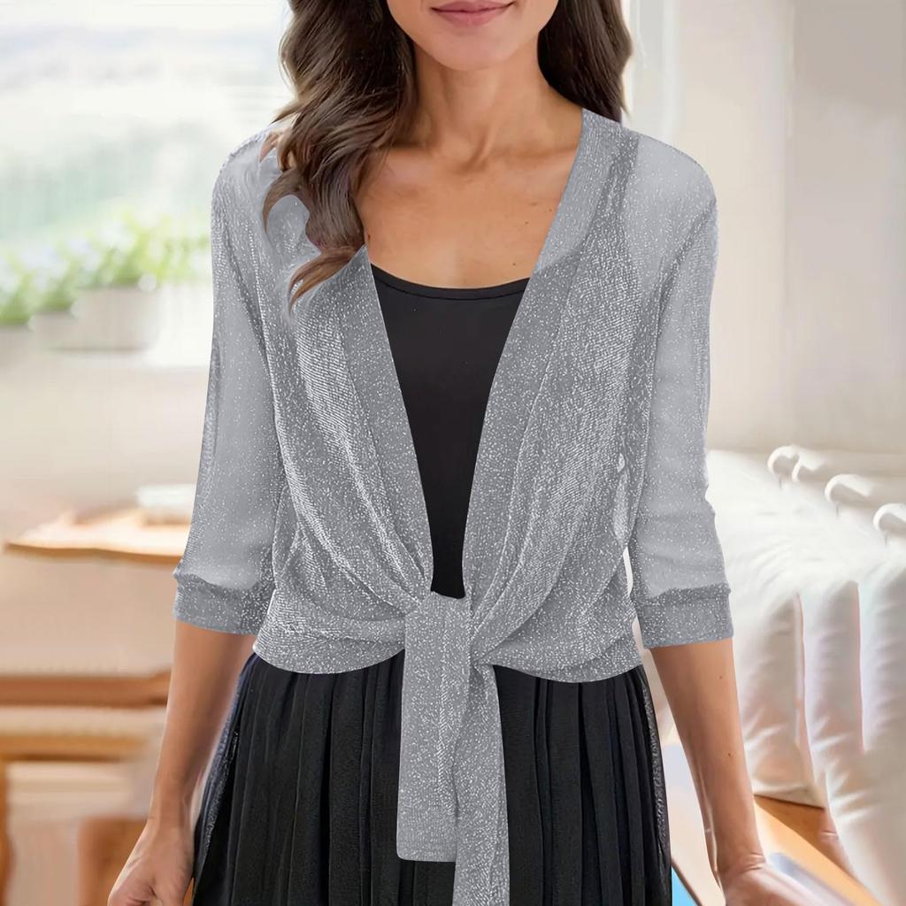 Damen Cardigan 3/4 Ärmel Leichte Jacke