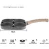 UPORS 4 Hole Frying Pan Non Stick Breakfast Burger Egg Pancake Maker Wooden Handle Medical Stone Four Hole Omelet Pan