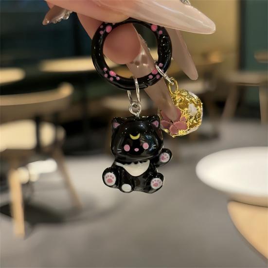 Keychain Pendant Three-dimensional Cat Bell Sound Keyring Keys Bags Phone Lanyard Versatile Hanging Ornament