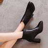 Real soft leather boots women's autumn and spring new versatile boots Martin boots round head thick heel thin boots