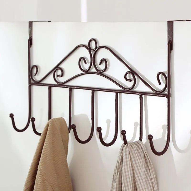 Over The Door Hook Rack No Drilling Wall Mounted Storage Organizer Heavy Duty Metal Door Hanger for Clothes Bags Towels and Accessories
