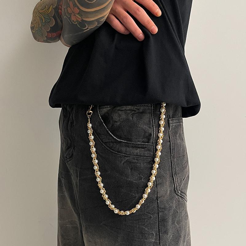 Vintage Punk Beaded Pants Chain For Men Cool Versatile Jeans Chain Goth Hip Hop Trousers Chains Clothing Accessories Gifts