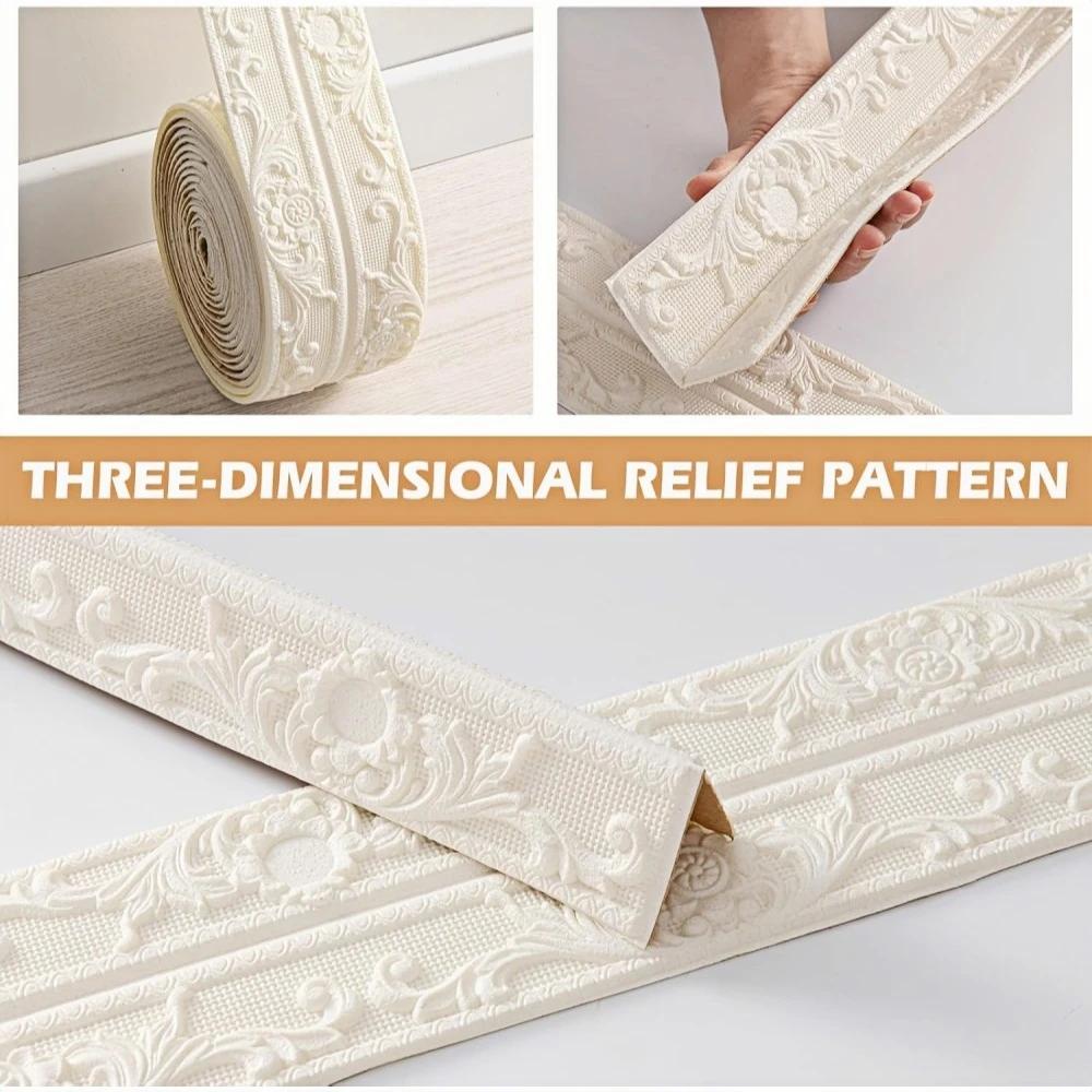 1pc 3D Wall Trim Line Skirting Border Self-Adhesive Waterproof Baseboard Wall Sticker DIY Home Decoration Wall Corner Protector