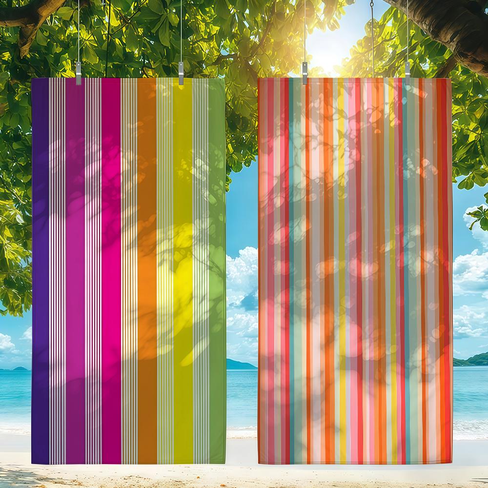 Fashionable Colorful Striped Towel Quick Drying Beach Towels Are Suitable For Swimming Pools Camping Yoga And The Gym