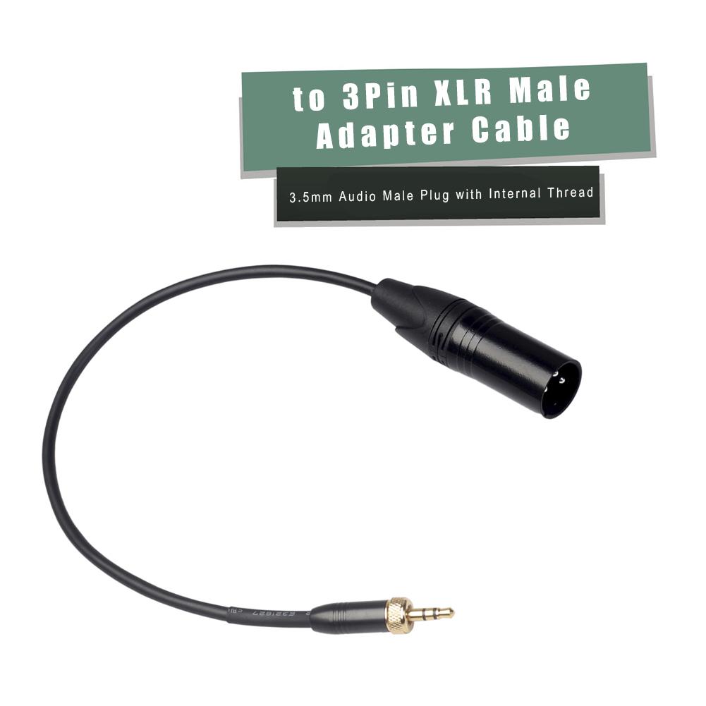 3.5mm Audio Male Plug with Internal Thread to 3Pin XLR Male Adapter Cable for Sony D12/D21 for Sennheiser Wireless Microphones