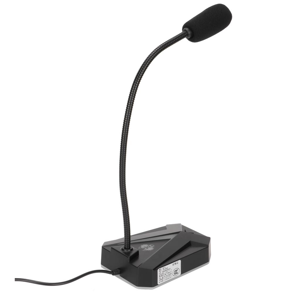 Computer Microphone USB RGB Light Adjustable Gooseneck Noise Reduction 360 Degrees USB Microphone for Gaming Meeting Leo