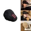 Stylish Fall Forward Cap For Women Black Bowknot Design Cotton Blend Baker Hat