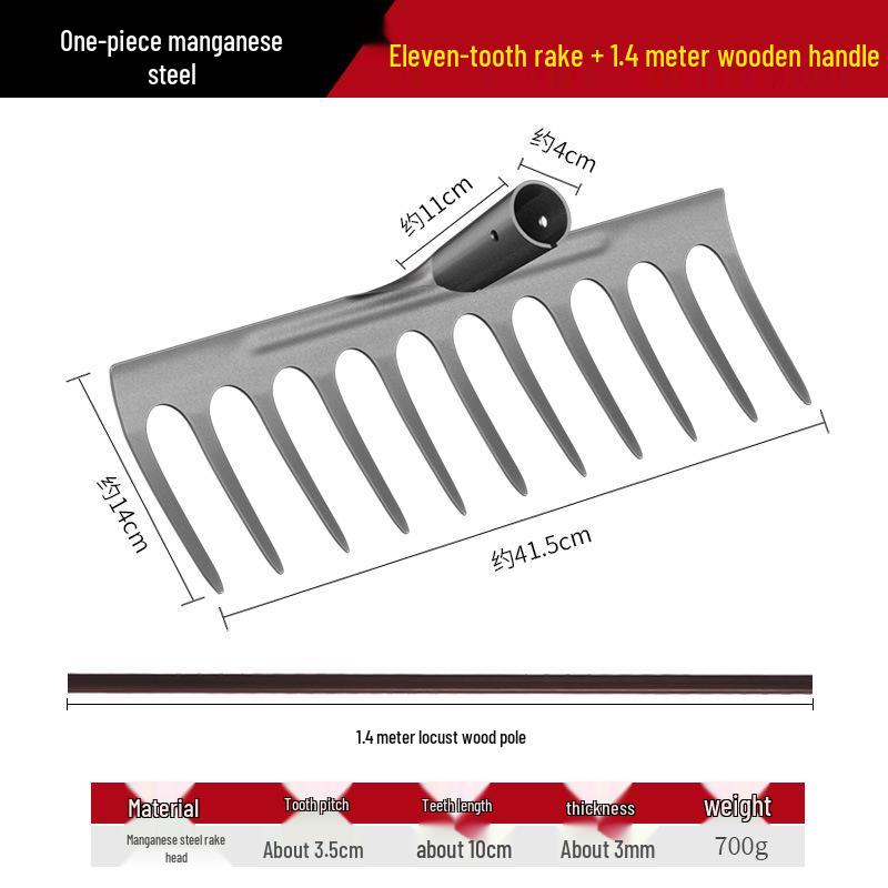 Manganese Steel Five-Tooth Weeding & Planting Rake - Multifunctional Soil Loosening Tool