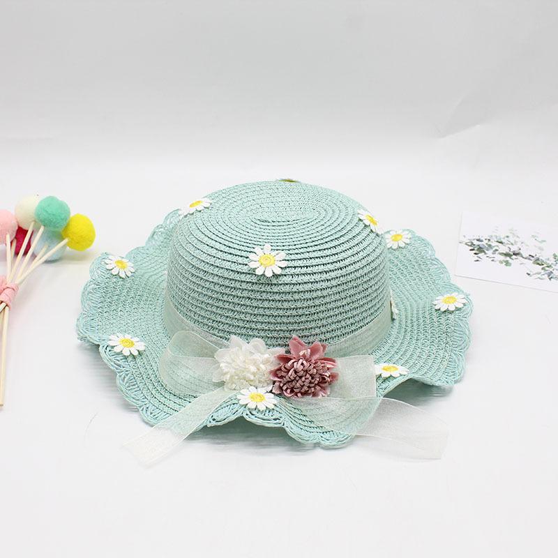 Girls Sun Hat Flower Resort Beach Hat Wavy Edge Straw Hat + Bag Sun Hat Children'S Fairy Hat
