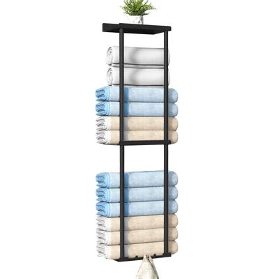Wall-Mounted Towel Rack, 3-Tier Bathroom Towel Stand, Stainless Steel, for Bathrooms (Black)